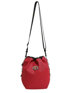 Casual lightweight nylon candy color unisex drawstring bucket bag for travel hiking shoulder bag