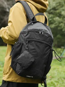 Sac à dos noir à motif quadrillé, grande capacité pour le fitness en plein air et les voyages