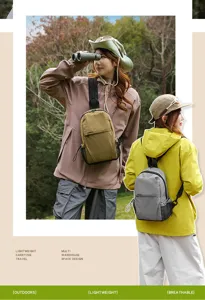 Bolso de pecho y mochila casual de nailon elegante, ligero para viajes al aire libre y deporte.