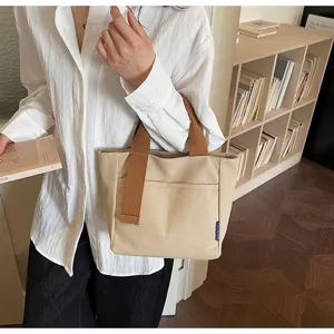 Borsa a mano minimalista in tela da donna, borsa casual giornaliera con comodi manici corti.