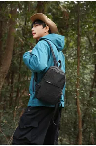 Bolso de pecho minimalista de nailon con patrón de cuadros para hombres y mujeres, bolso bandolera.
