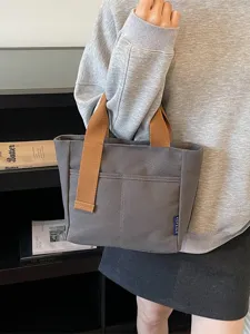 Borsa a mano minimalista casual in tela da donna, piccola borsa quadrata elegante e pratica.