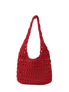 Borsa a Spalla Donna in Maglia Rossa Grande Capacità Casual Shopper Elegante Chic