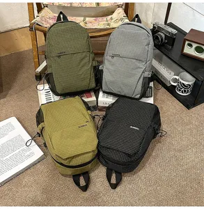 Bolso de pecho a cuadros de nylon casual bandolera mochila para viajes fitness unisex estilo moda