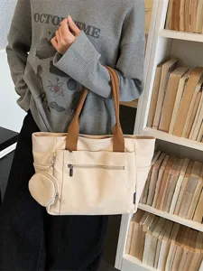 Casual Γυναικεία Τσάντα Tote από Καμβά Μεγάλης Χωρητικότητας Τσάντα Ώμου Με Μίνι Πορτοφόλι για Καθημερινή Μετακίνηση