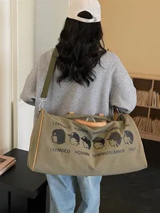Casual grote capaciteit canvas reistas en schoudertas voor dagelijks gebruik studenten