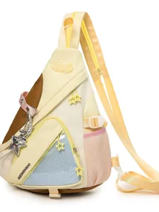 Harajuku Farbblock Sling Bag lässige Umhängetasche Daypack für Damen Alltag Pendeln große Kapazität