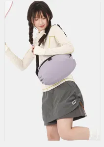Lightweight nylon candy color large capacity crossbody chest bag for women in stylish light purple.