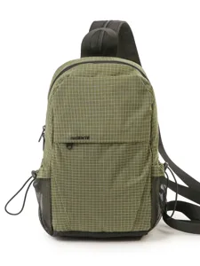 Bolso bandolera táctico minimalista de nailon a cuadros para viajes y deportes diarios.