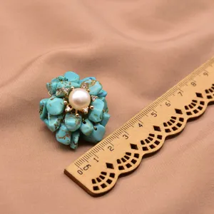 Natürliche Perle Türkis Brosche Vintage handgemachte Korsage elegante Kleidung Accessoires Geschenk