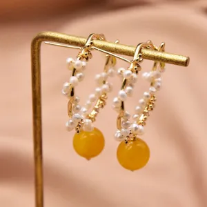 Orecchini a Perno in Argento Sterling 925 con Perla d'Acqua Dolce Gioielli Vintage Ape Cuore Donna Orecchini Cerchio