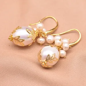 Elegante Barockperle vergoldete Ohrringe Vintage-Stil Schmuck für Frauen Accessoires