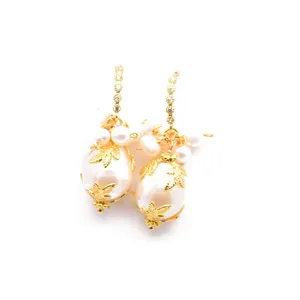 Baroque Perlen Ohrringe 18K vergoldet Vintage Stil elegante Hängeohrringe Damen