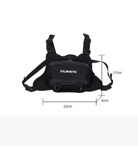 Taktische Brusttasche Detailansicht, schwarzer multifunktionaler Westengurt mit 23x17x6cm.