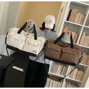 Große Reise-Duffeltasche Canvas Weekender Fitness Sporttasche mit verstellbarem Gurt