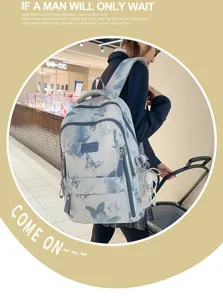 Stylischer blauer Schmetterling Druck großer Kapazität Schulrucksack für Studenten Alltag.