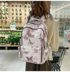 Schüler Schulrucksack mit süßem Schmetterlingsdruck, langlebig und stilvoll für den täglichen Gebrauch.