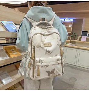 Vintage Schmetterling Druck Studenten Rucksack große Kapazität lässige Schultasche Stil
