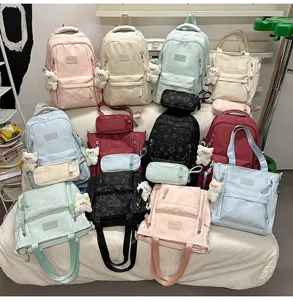 Cute cartoon star large capacity school backpack set for teen girls high school stylish