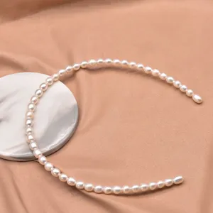 Natural pearl headband, elegant handmade hair hoop, simple versatile daily accessory.