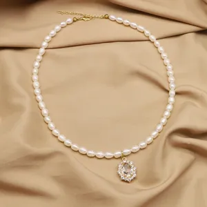 Natürliche Süßwasserperle Halskette Für Damen Elegantes Zirkonia Herz Schmetterling Anhänger Legierung Vintage Schmuck