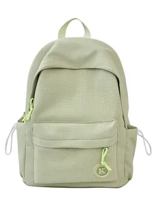 Minimalist grid large capacity school backpack for women, casual commuter book bag green