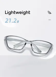 Gedetailleerd overzicht lichte TR90 transparante montuur bril, anti-blauwlicht design.