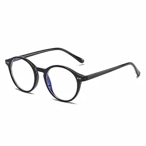 Montatura per Occhiali Anti-luce Blu TR90 Rotondi Retrò per Uomo Donna Occhiali da Computer Montatura Ottica Vintage Decorazione a Chiodo di Riso 5015