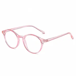 Occhiali tondi rosa trasparente anti luce blu TR90 montature ottiche vista principale