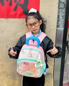 Joli sac à dos pour enfants de maternelle color-block, cartable léger pour l'école quotidienne.