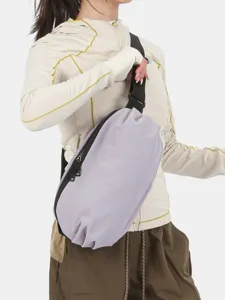 Casual nylon candy color women crossbody chest bag, lightweight and large capacity.