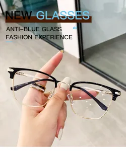 Anti-Blaulicht Halbmetall Brille stilvolle optische Fassungen fuer Alltag und Computer.