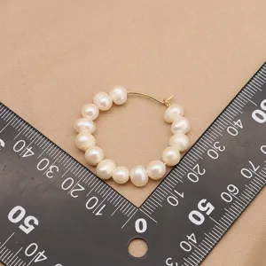 Natürliche Süßwasser Perle Creolen Ohrringe Vintage Design einfacher modischer Damenschmuck