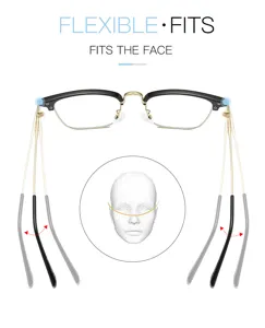 Flexible Halbrand-Blaulichtfilter-Brille mit stylischen Metallbügeln für den Alltag.