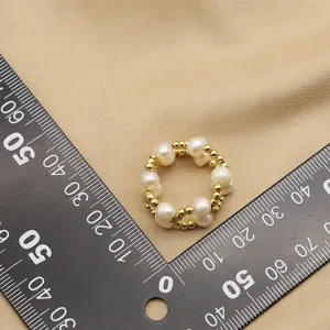 Anello perle fatto a mano oro e bianco perla naturale anello intrecciato donna gioielli