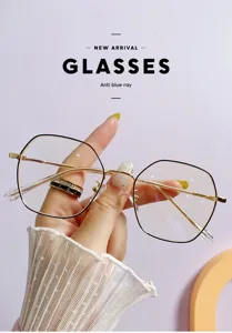 Modische koreanische unregelmäßige Blaulichtfilter Brille mit stilvollem Metallrahmen.