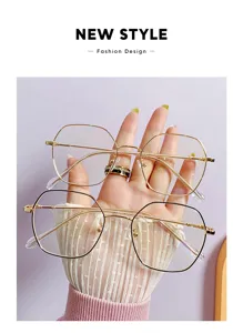 Koreanische unregelmäßige Blaulichtfilter Brille Metallgestell optische Brille Detailansicht
