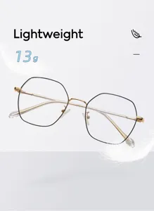Stilvolle unregelmäßige Metallrahmen Blaulichtfilter Brille, leichte Alltagsbrille für Damen.
