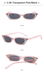 Transparente rosa Strass-Cat-Eye-Sonnenbrille, modische Sonnenbrille für Damen.