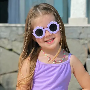 Kids fashion flower sunglasses cute jelly color sun glasses for children daily outdoor wear
