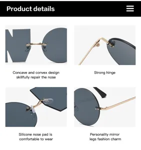 Unregelmäßige rahmenlose Sonnenbrille für Party lustige modische Sonnenbrille UV-Schutz