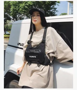 Techwear taktische Brusttasche für Damen Herren, multifunktionale Streetwear Weste Tasche.