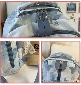 Blaues Aquarell Schmetterling Druck Schultasche große Kapazität Studenten Freizeit Rucksack