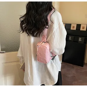 Pink casual chest bag women crossbody bag small travel sports nylon shoulder bag style new