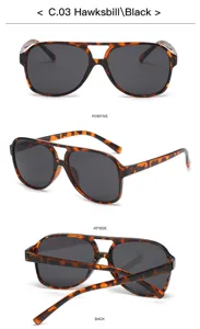 Lunettes de soleil rétro à double pont avec monture écaille et verres teintés tendance.