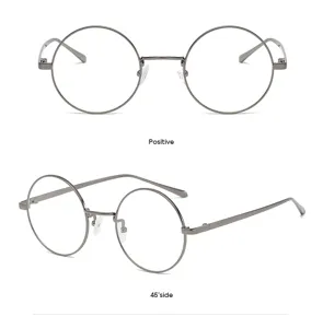 Gafas redondas de metal retro con montura grande anti luz azul para uso diario perfecto.