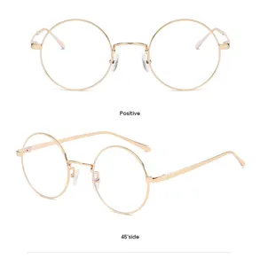 Gafas redondas de metal anti luz azul con montura grande, ligeras y elegantes para uso diario y estudio.