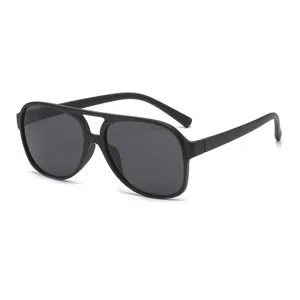Lunettes de Soleil Rétro Double Pont en Plastique pour Femmes Hommes Mode Oversize Verres Océan Lunettes Protection UV400