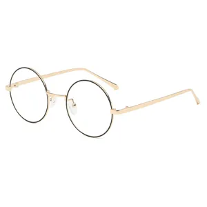 Gafas redondas clásicas de metal anti luz azul para hombre y mujer, montura vintage.