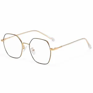 Modische Metall Blaulichtfilter Brille, unregelmäßiger Polygon optischer Rahmen Alltag.